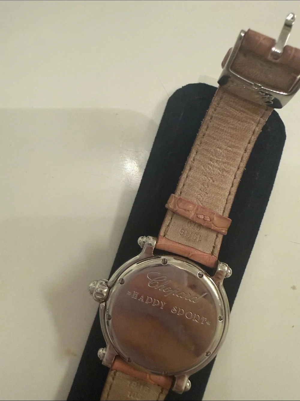 Chopard Pink Dial Watch with Tan Leather Strap